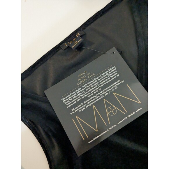 NWT Black Stretchy Velvet Tank top Blouse Sleeveless Womens Size XS IMAN - Picture 6 of 7